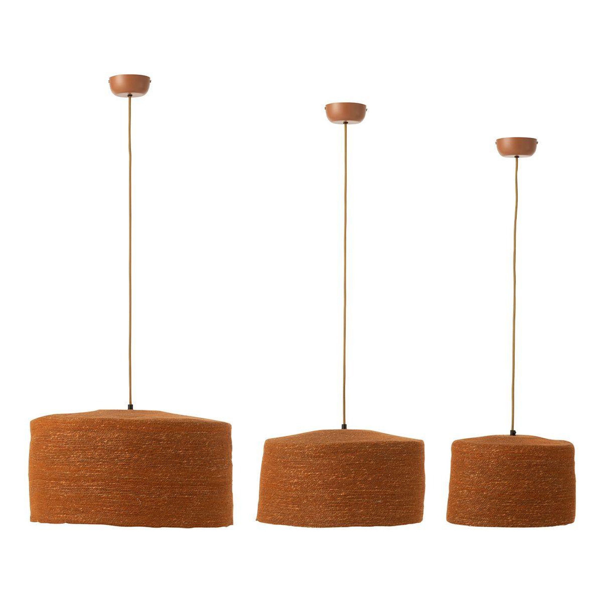 J-LINE Lot de 3 lampes suspension  moonj  50cm rouille