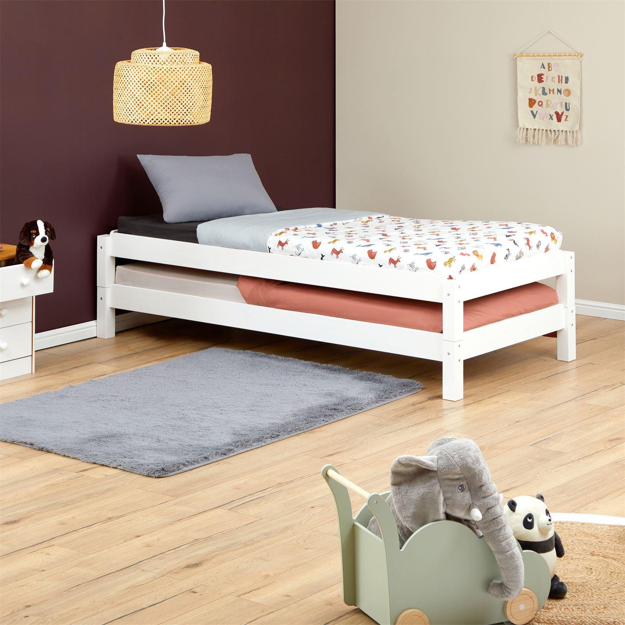 Voir la diapositive 3 : IDIMEX Lot de 2 lits superposables 80x190 cm RINO en pin massif