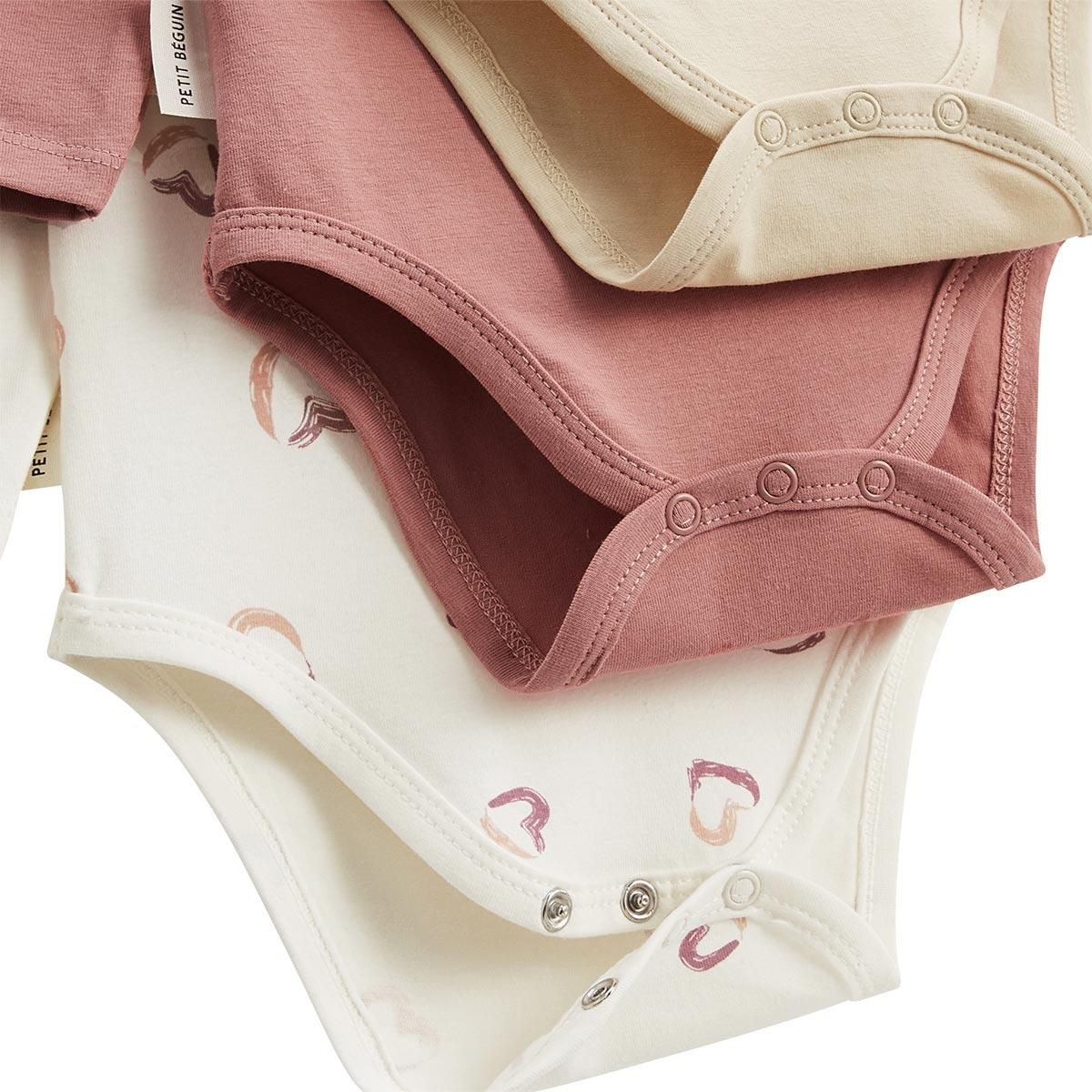 Petit Béguin Lot de 3 bodies bébé manches longues Maya