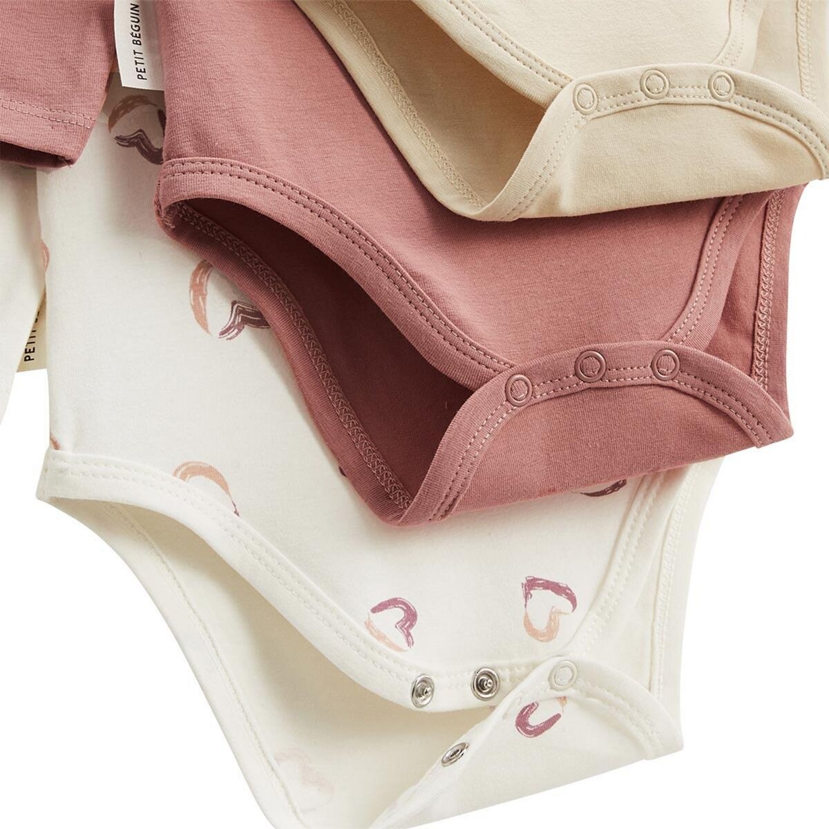 Petit Béguin Lot de 3 bodies bébé manches longues Maya