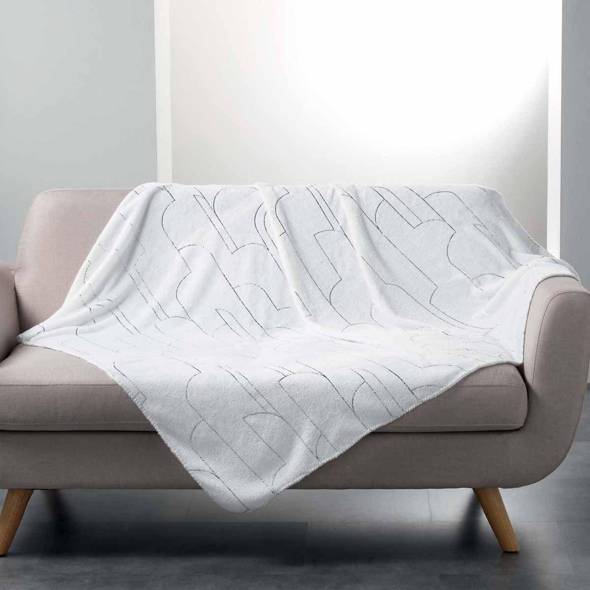 Douceur d'Intérieur Plaid imprimé  domea  125x150cm blanc