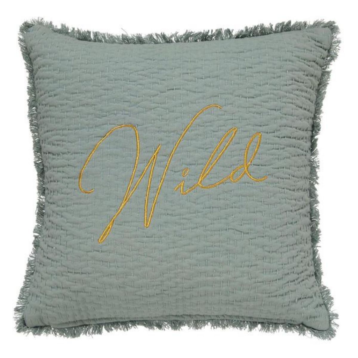 ATMOSPHERA Coussin Déco Brodé  Wild  45x45cm Vert Céladon