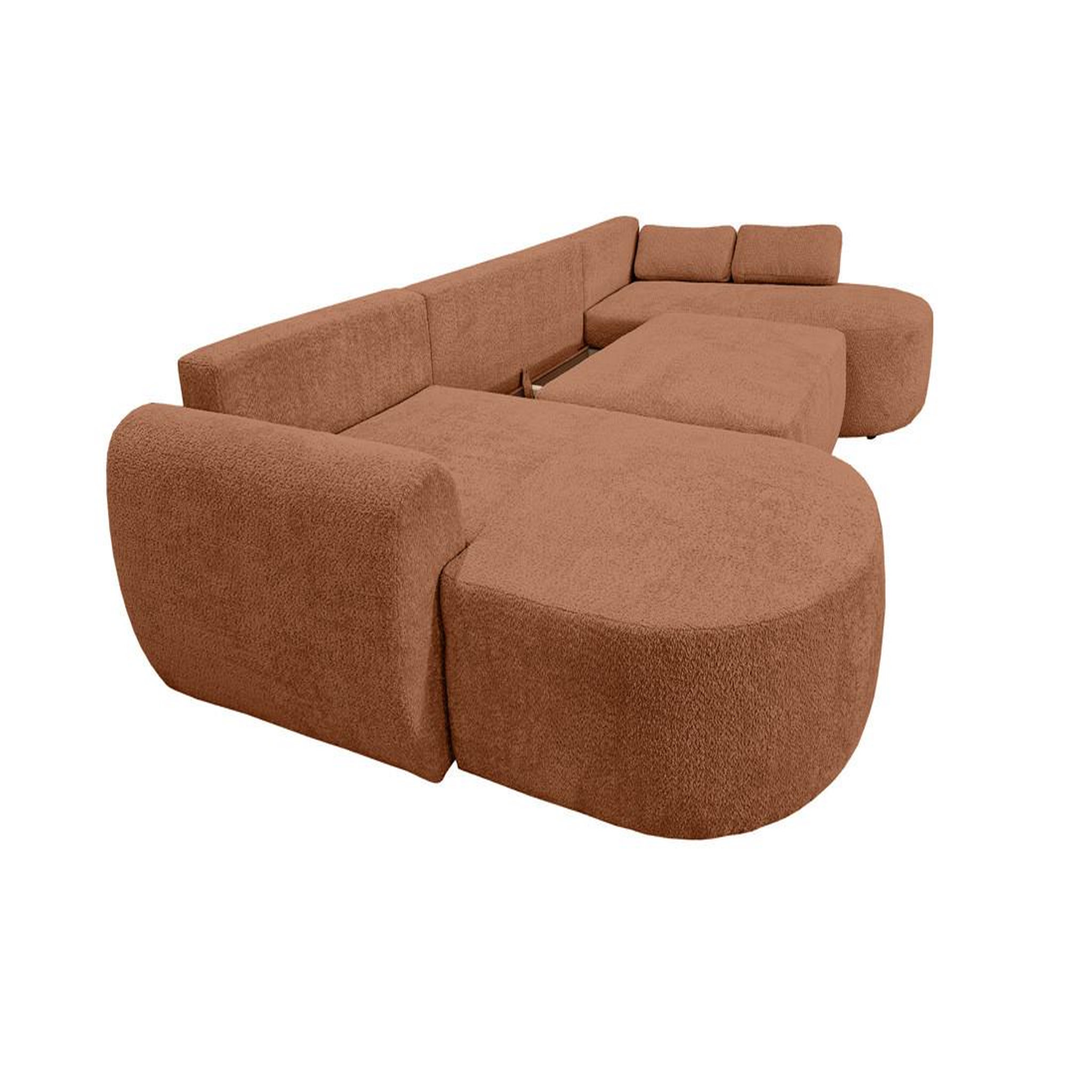 Voir la diapositive 3 : BEST MOBILIER Mahina - canapé panoramique en u 7 places - convertible avec coffre - en tissu bouclette