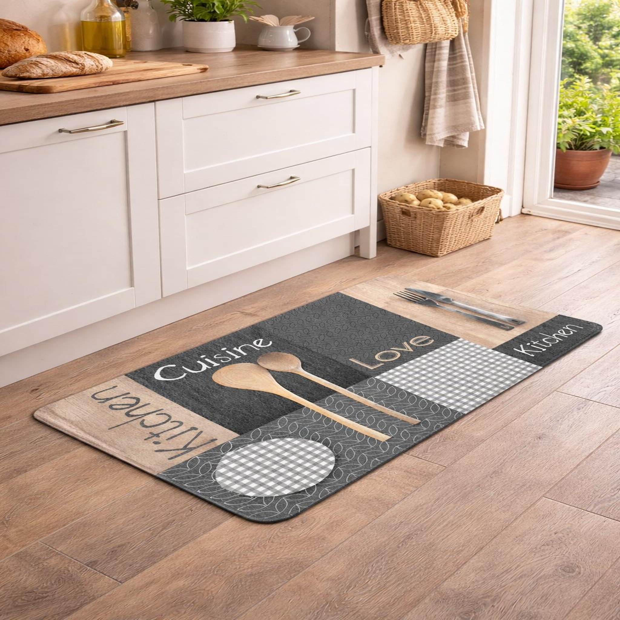 Voir la diapositive 3 : Eden Tapis a motifs en patchwork 45 x 75 cm cantine
