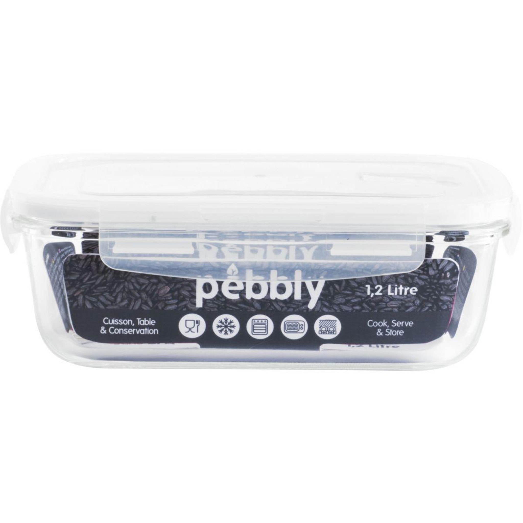 PEBBLY Boîte hermétique conservation en verre 1200 ml