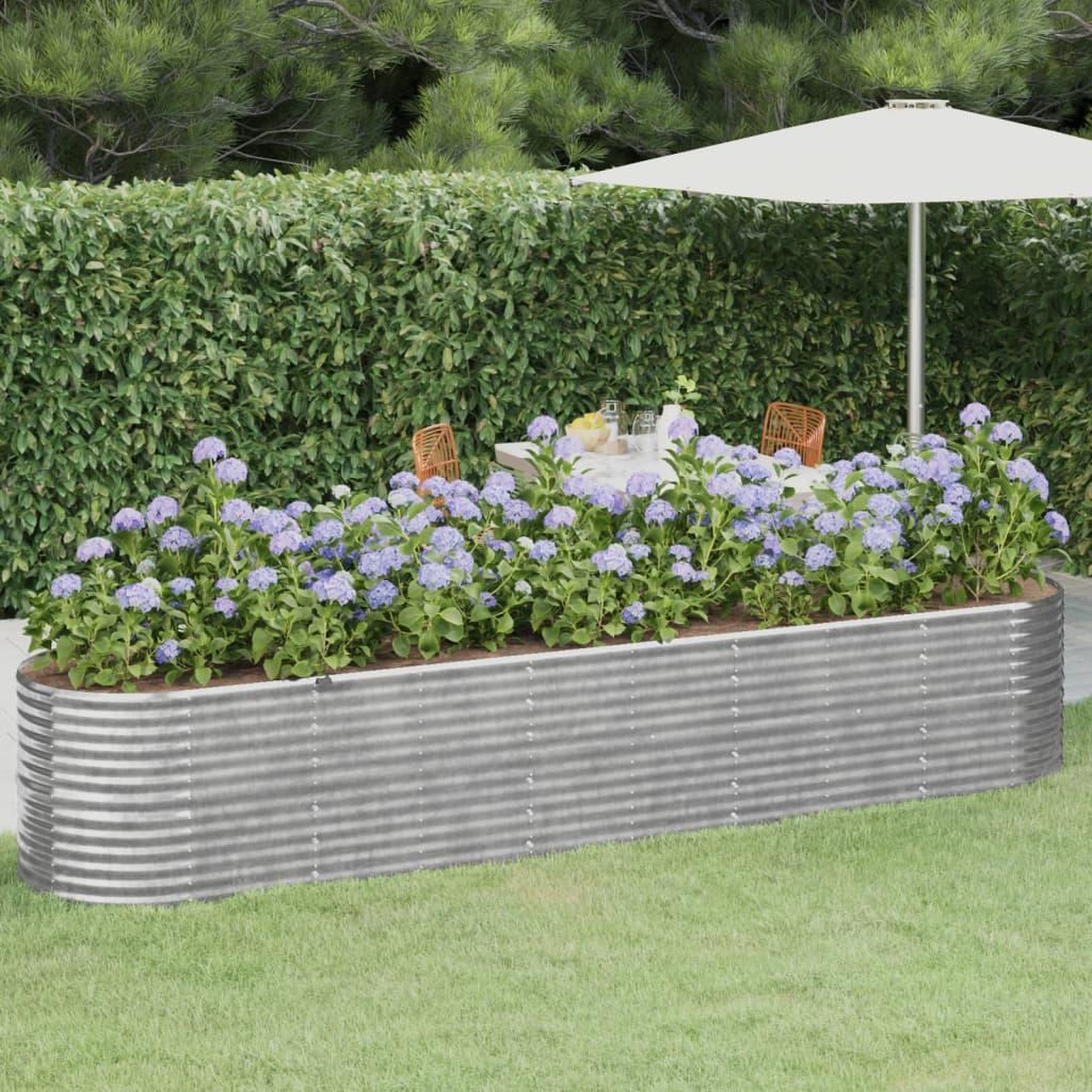 Voir la diapositive 1 : VIDAXL Lit sureleve de jardin Acier enduit de poudre Argente