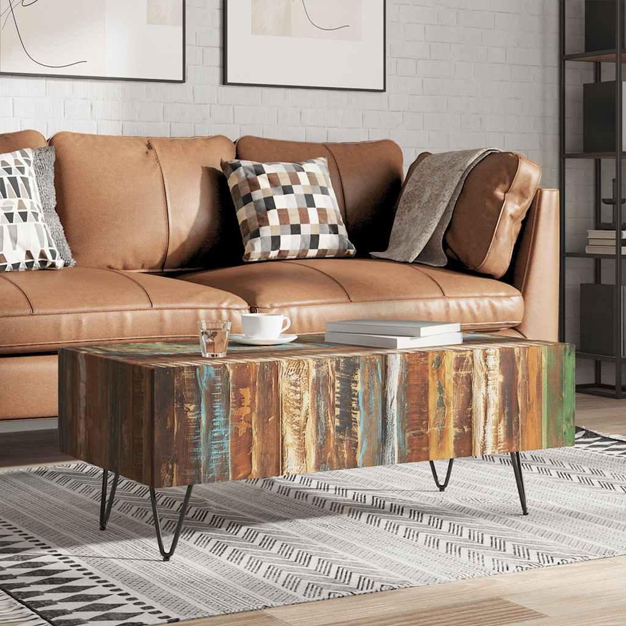 Voir la diapositive 1 : VIDAXL Table basse Bois massif de recuperation 100x50x38 cm