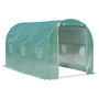 Voir la diapositive 1 : OUTSUNNY Serre de jardin tunnel surface sol 8 m² 4L x 2l x 2,10H m châssis tubulaire renforcé porte zippée 6 fenêtres enroulables vert