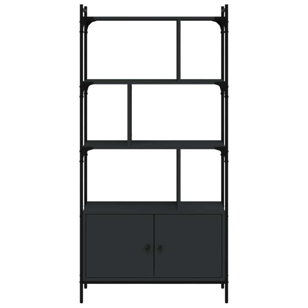 VIDAXL Bibliotheque avec portes noir 76,5x30x154,5cm bois d'ingenierie