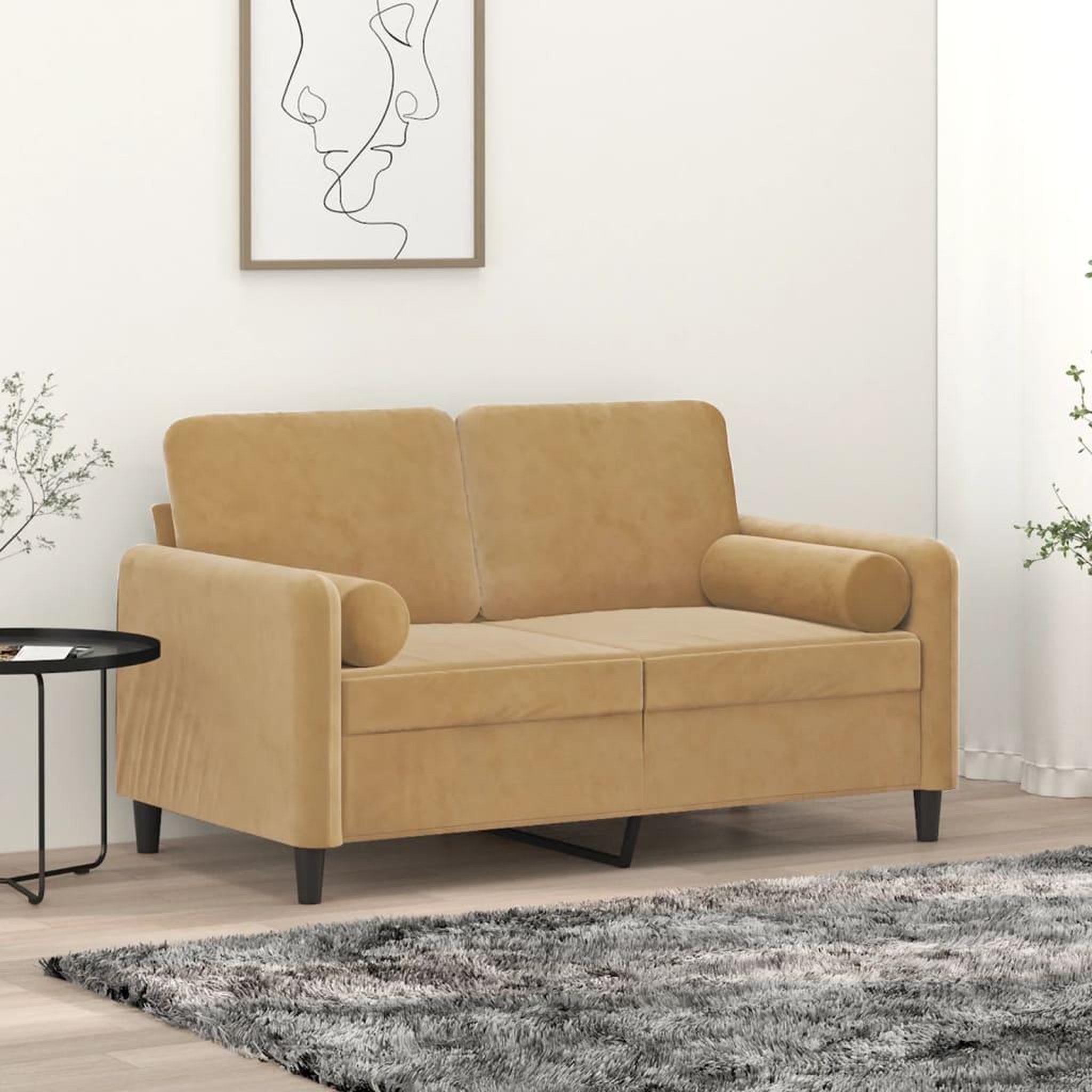 VIDAXL Canape 2 places avec oreillers decoratifs brun 120 cm velours