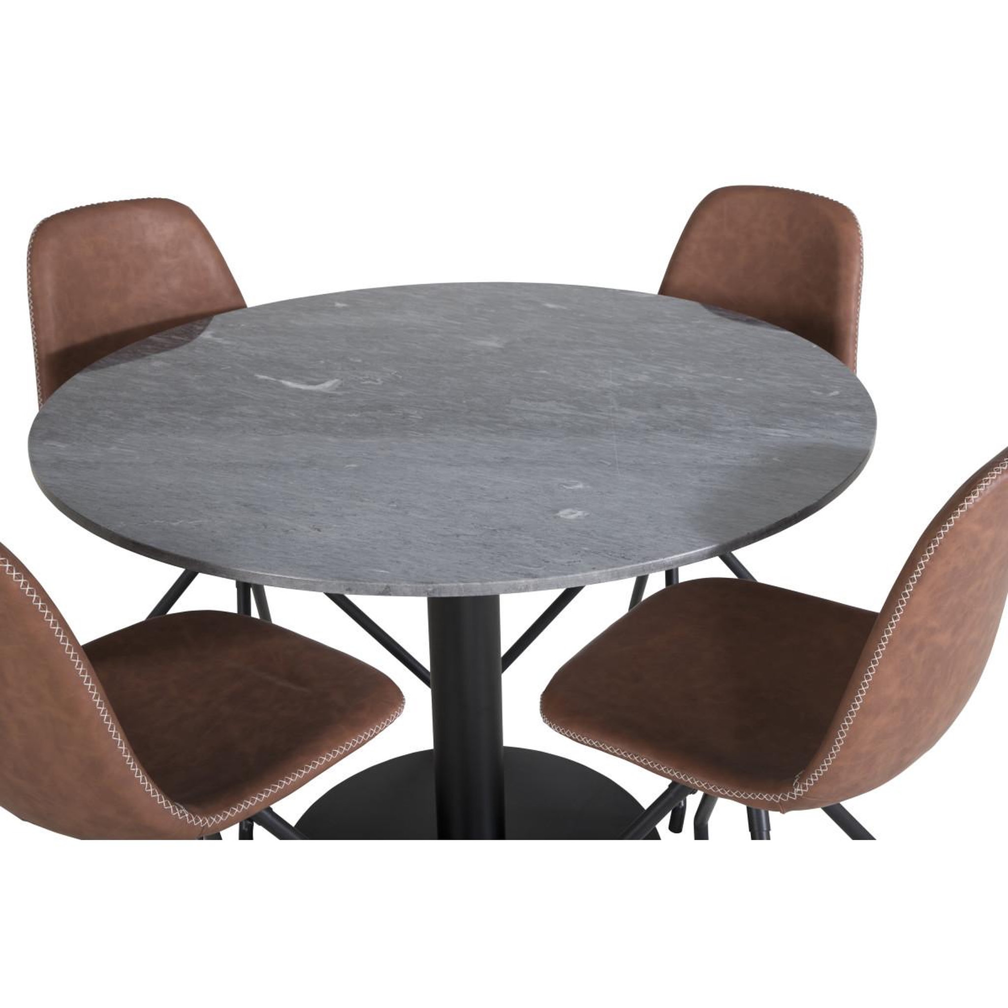 Voir la diapositive 3 : Paris Prix Ensemble Table à Manger & 4 Chaises  Estelle I & Polar I  106cm Gris Foncé & Marron