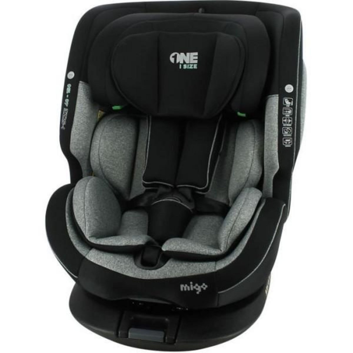NANIA Siege Auto NANIA  ONE ISOFIX, Groupe 0/1/2/3, de 0 a 12 ans, 0-36 kg, 40-150 cm, R 129 - Pivotant - Noir