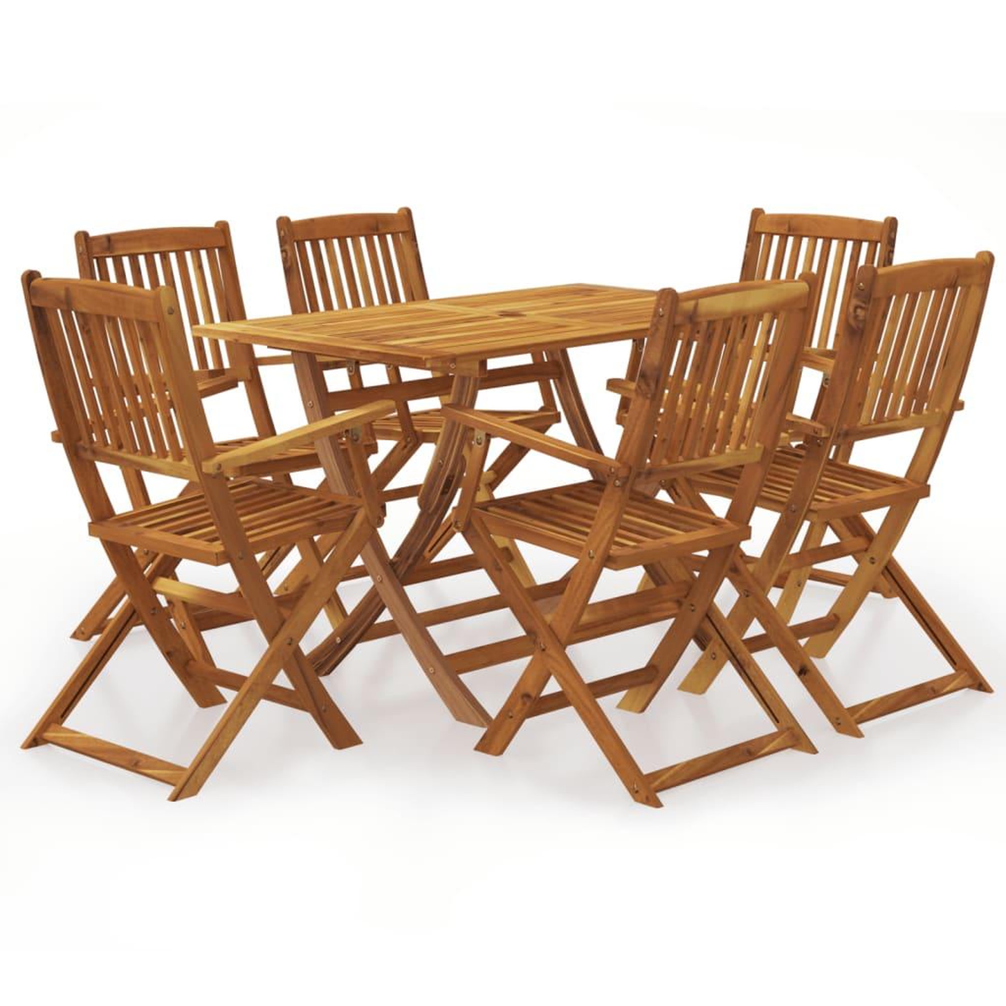 Voir la diapositive 1 : VIDAXL Ensemble a manger d'exterieur pliable 7pcs Bois d'acacia solide