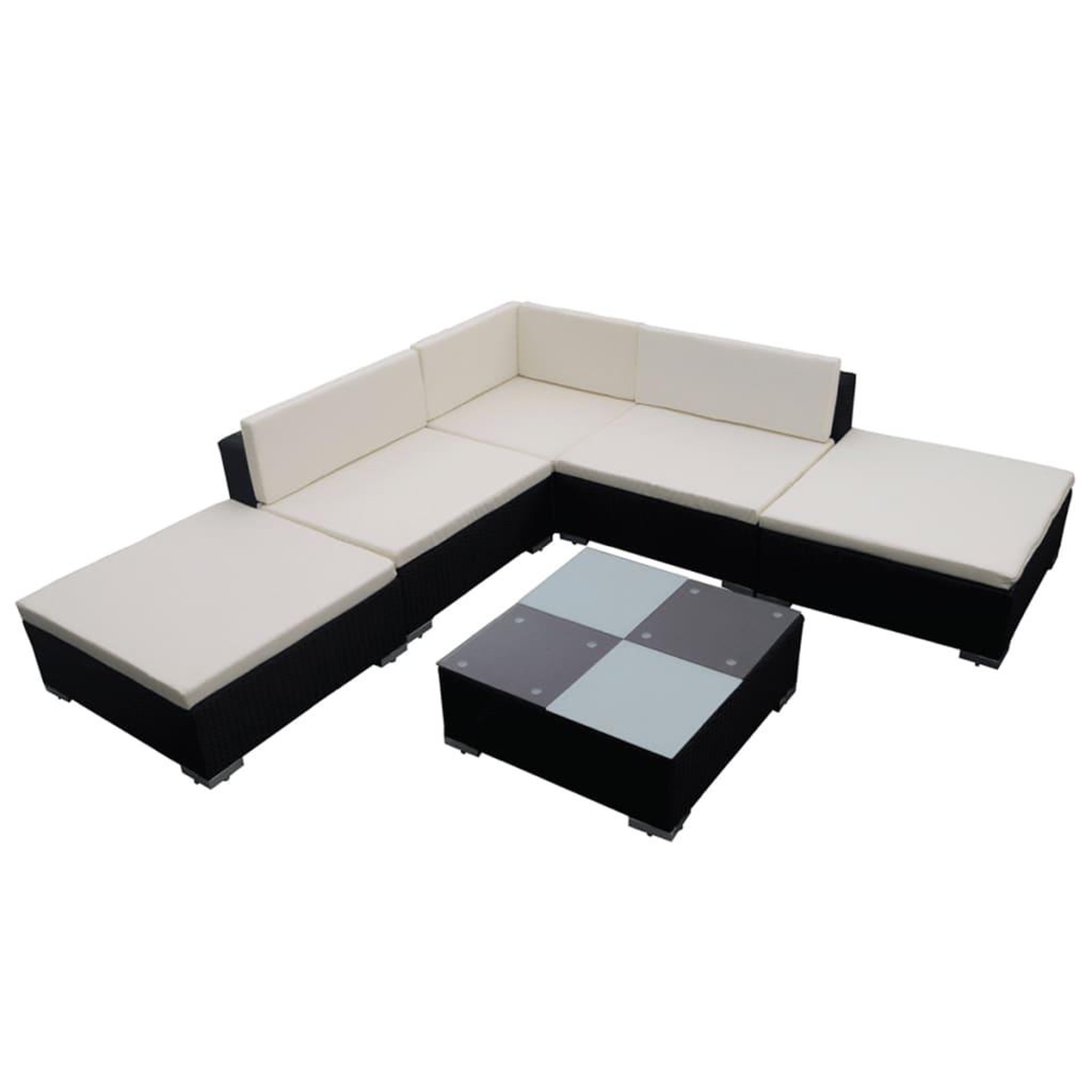 Voir la diapositive 2 : VIDAXL Salon de jardin 6 pcs avec coussins resine tressee noir