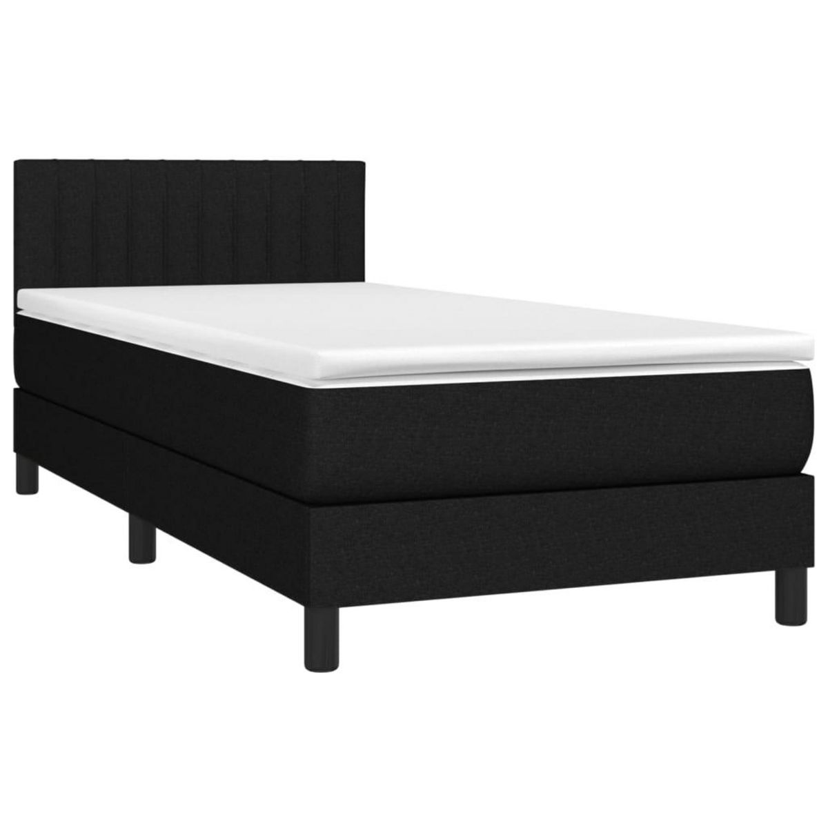 VIDAXL Sommier a lattes de lit avec matelas et LED Noir 80x200cm Tissu