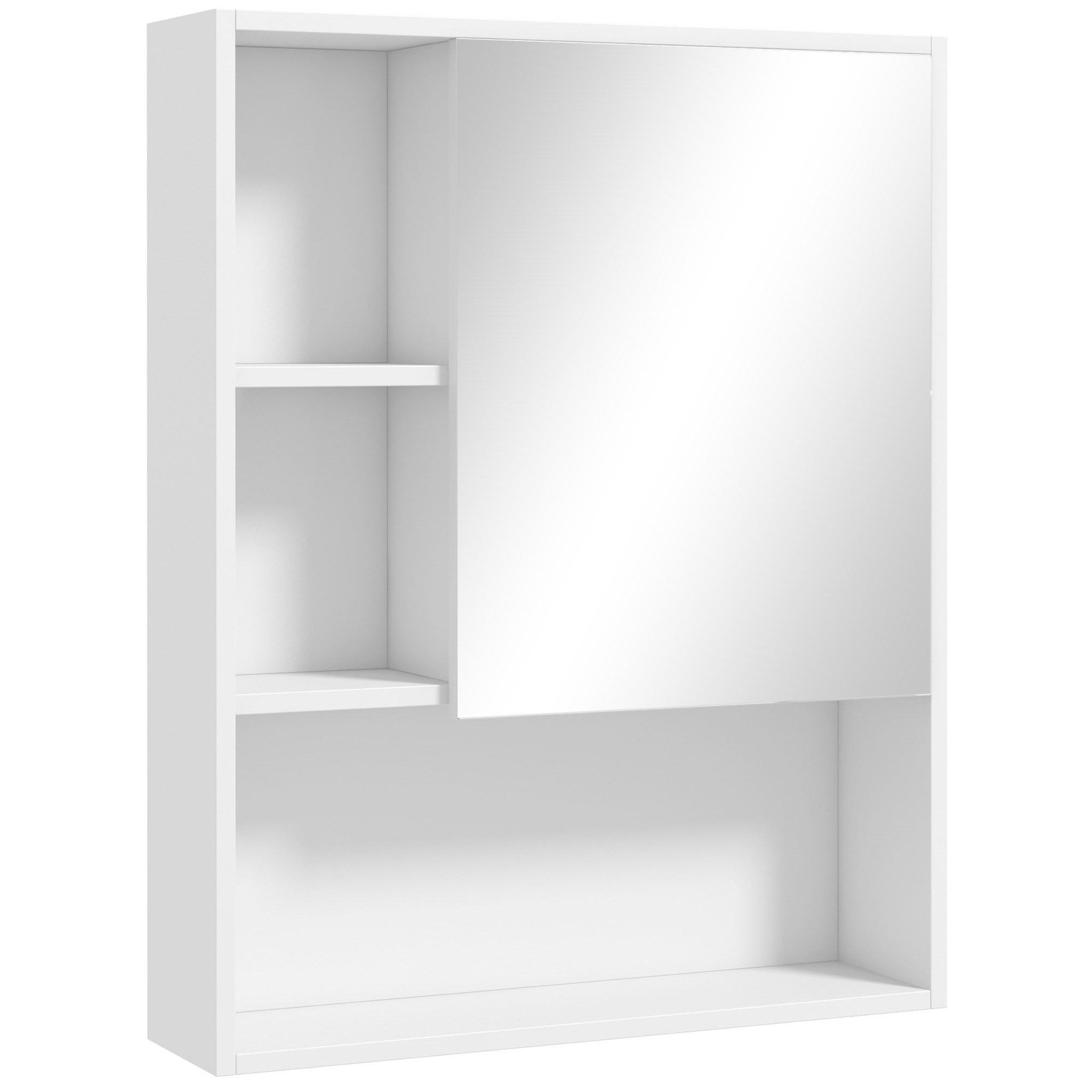 Voir la diapositive 1 : HOMCOM Armoire murale miroir salle de bain porte étagère 3 niches 60 x 15 x 76 cm