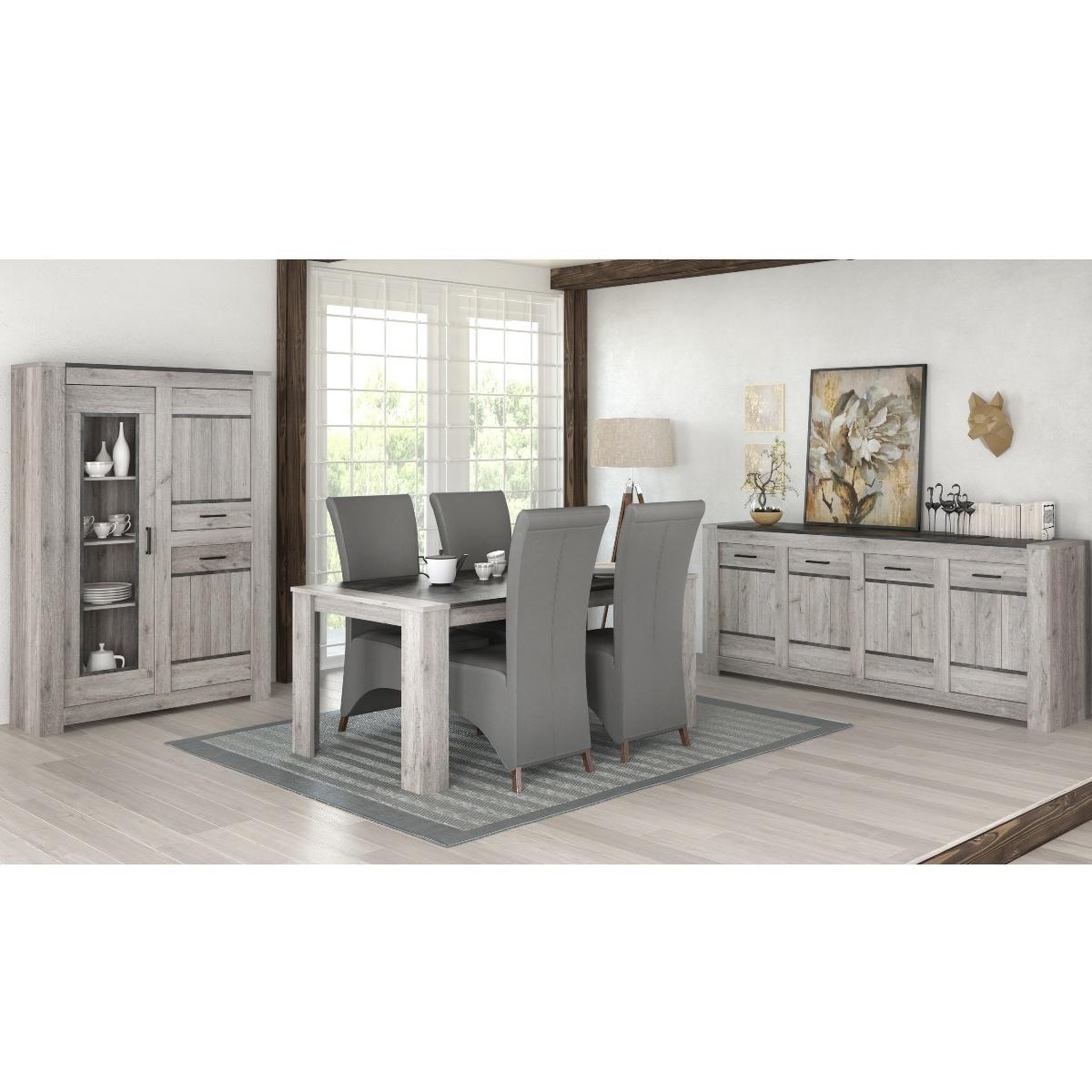 Voir la diapositive 5 : JLC KREATION Argentier-bar moderne chêne gris MAYA