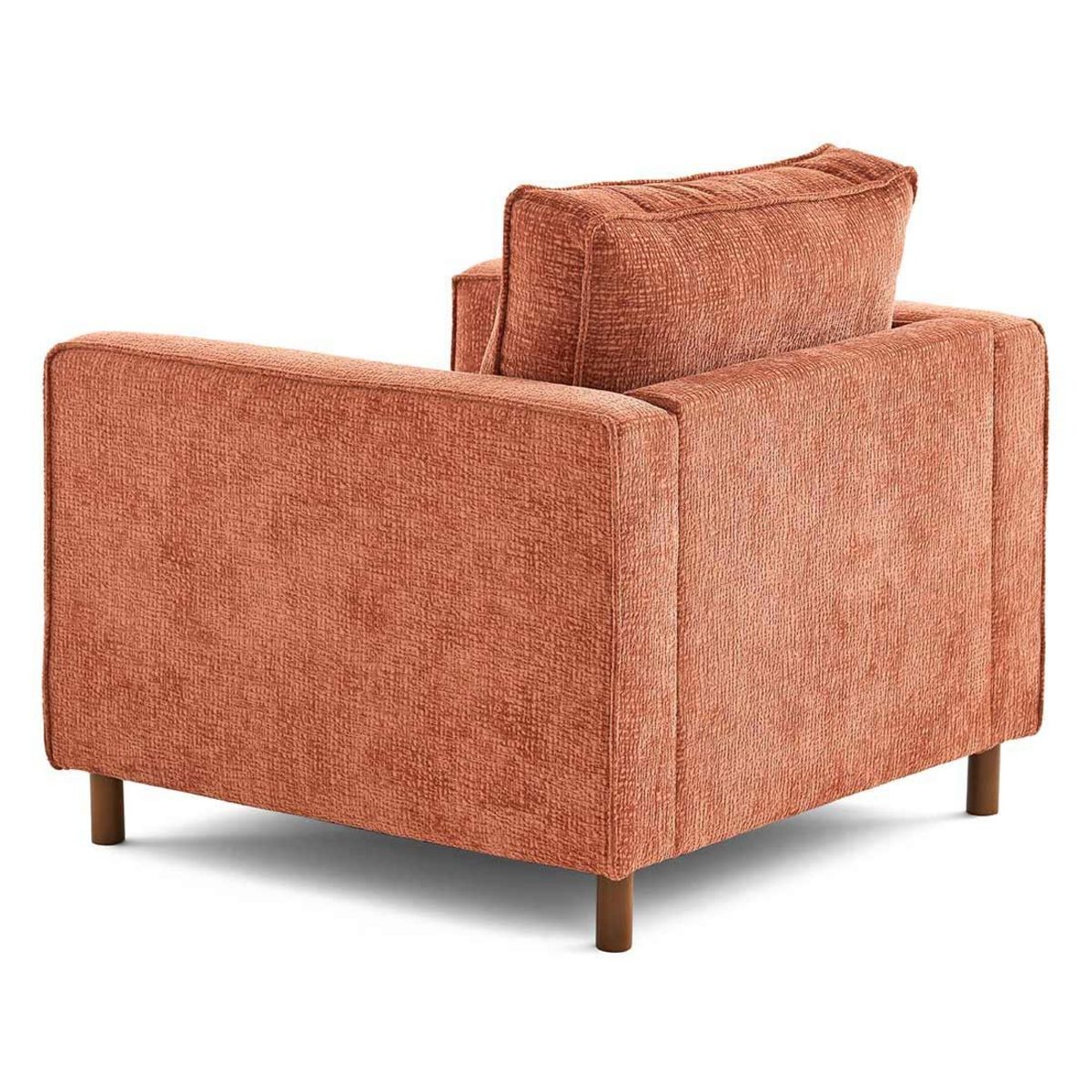 LISA DESIGN Jake - fauteuil en tissu velours relief - pieds en bois foncé