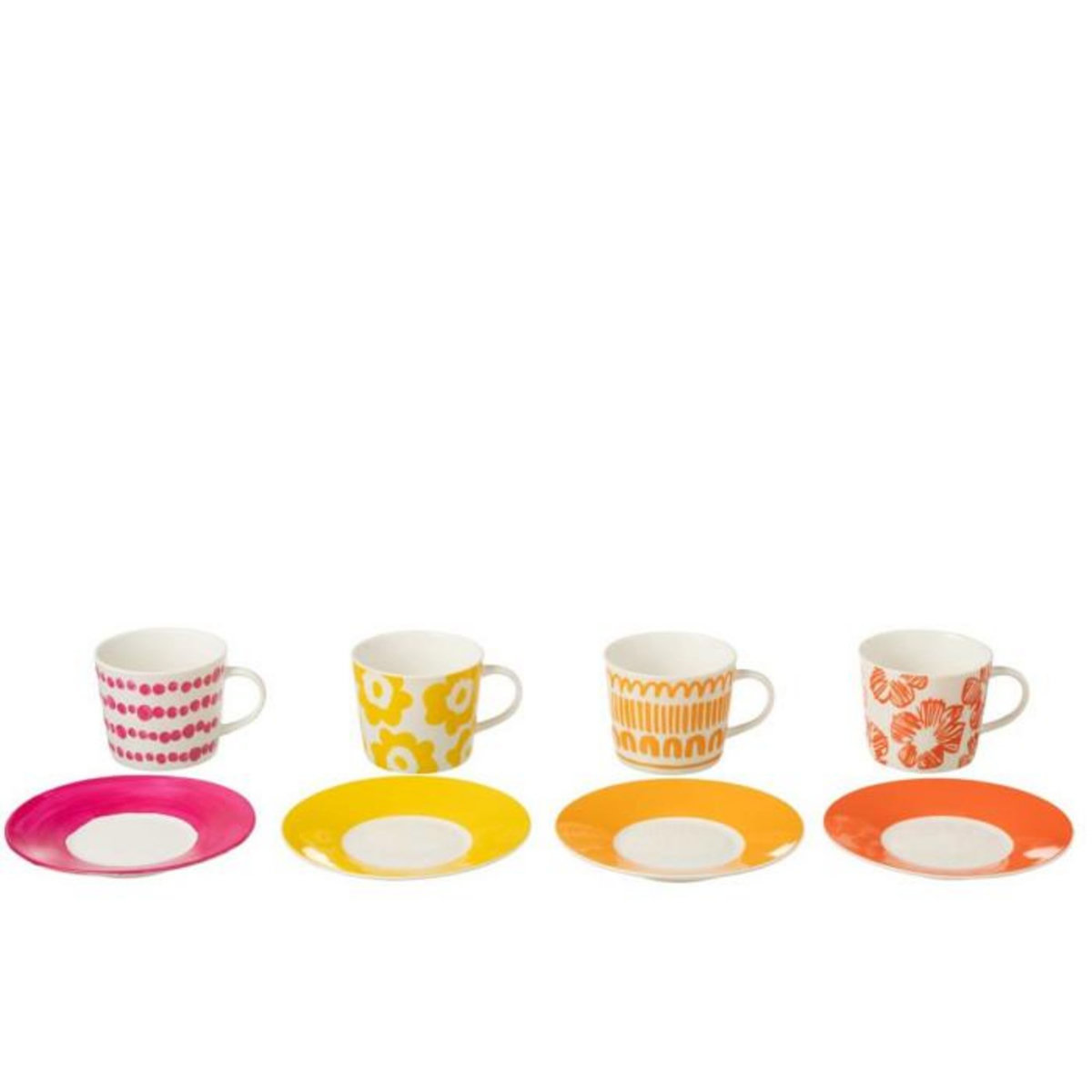 Paris Prix Lot de 4 Tasses & Sous-Tasses  Fiesta Sud  22Cl Multicolore