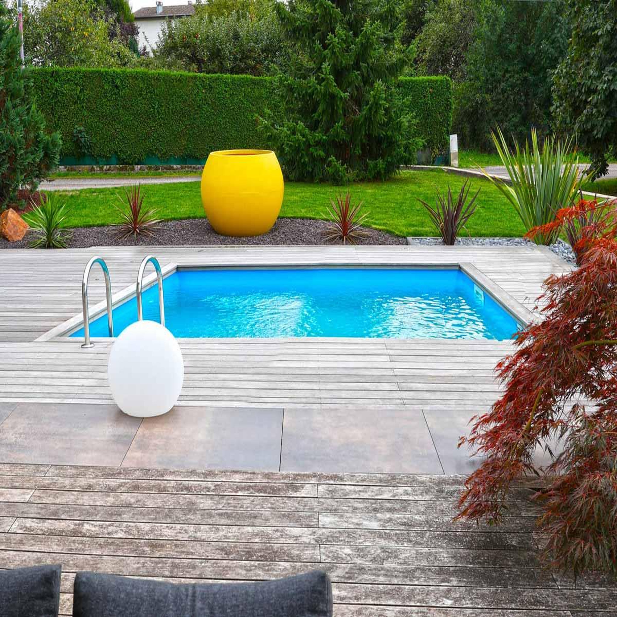 Voir la diapositive 2 : Ubbink Piscine bois Azura 3,00 x 3,00 x 1,26 m - Liner bleu - Ubbink