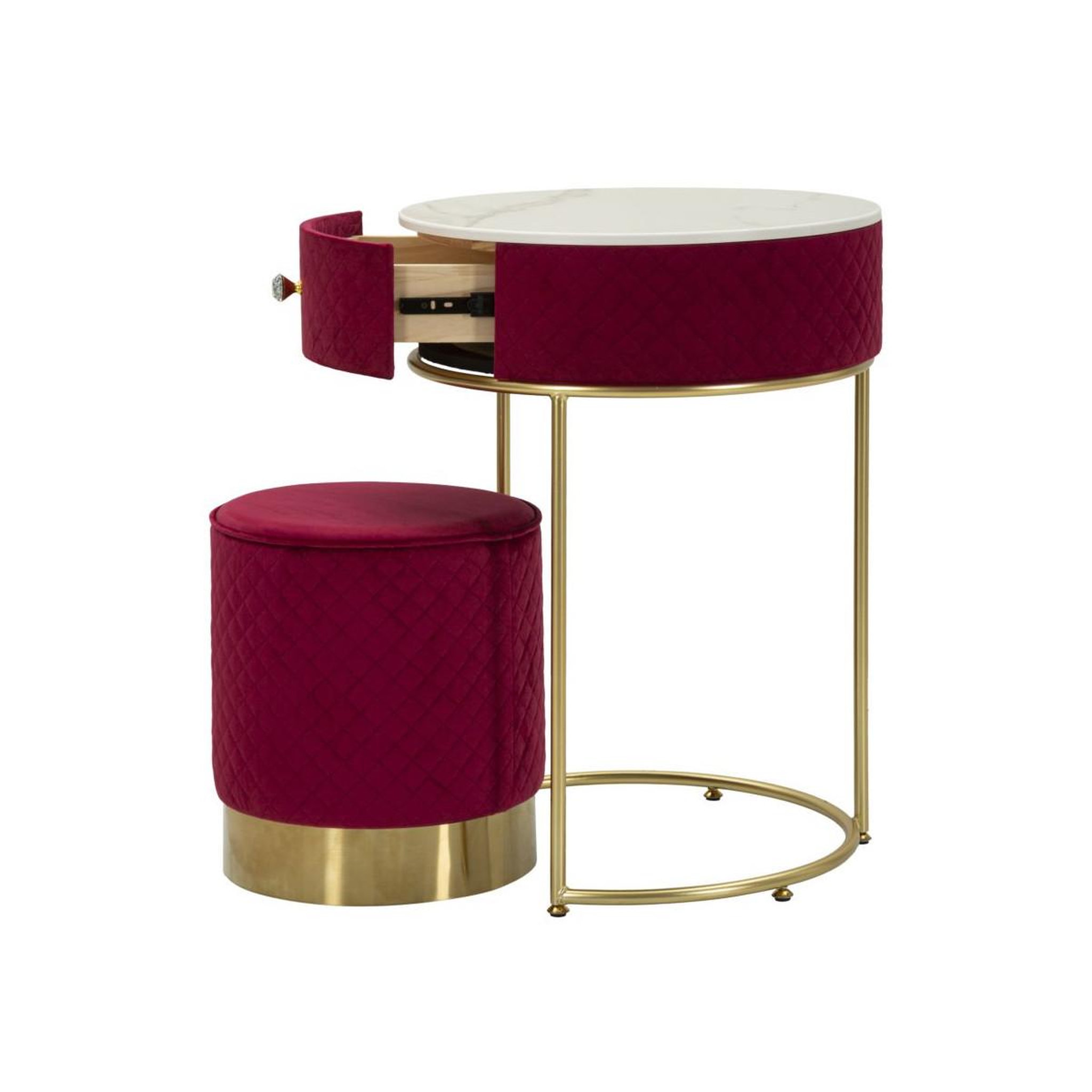 Voir la diapositive 3 : Paris Prix Coiffeuse d'appoint design  vellit  70cm rouge & or