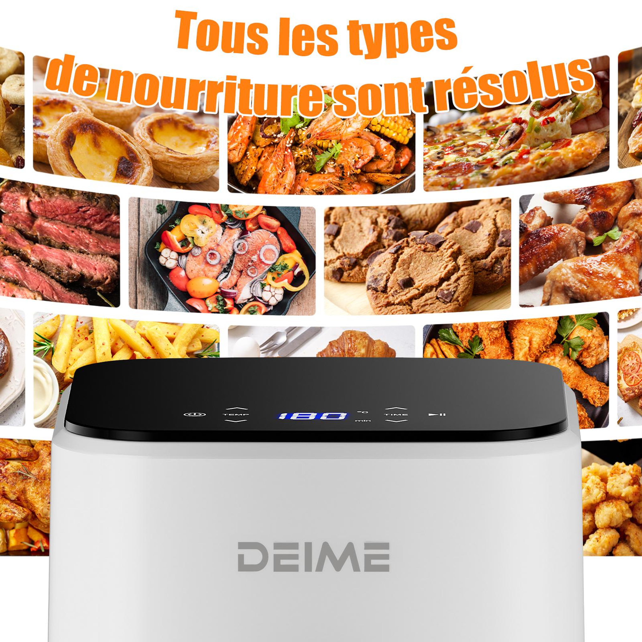 Voir la diapositive 4 : DEIME DEIME - Airfryer  2,5 l 1000 w écran tactile cuisson 360° – blanc