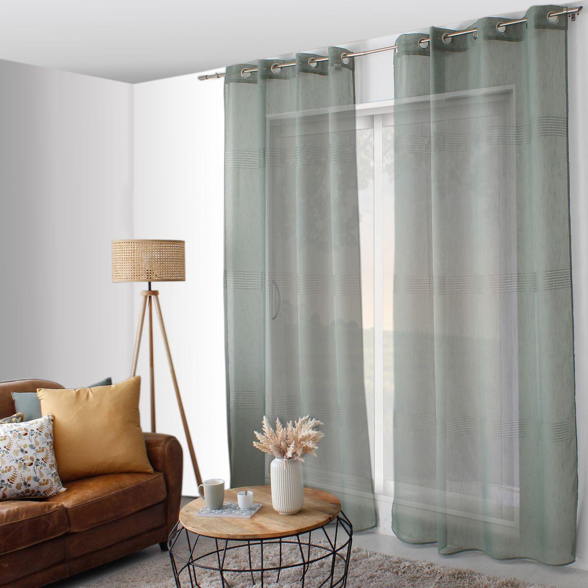 ENJOY HOME Rideau voilage à œillets  mia  140x240cm vert gris