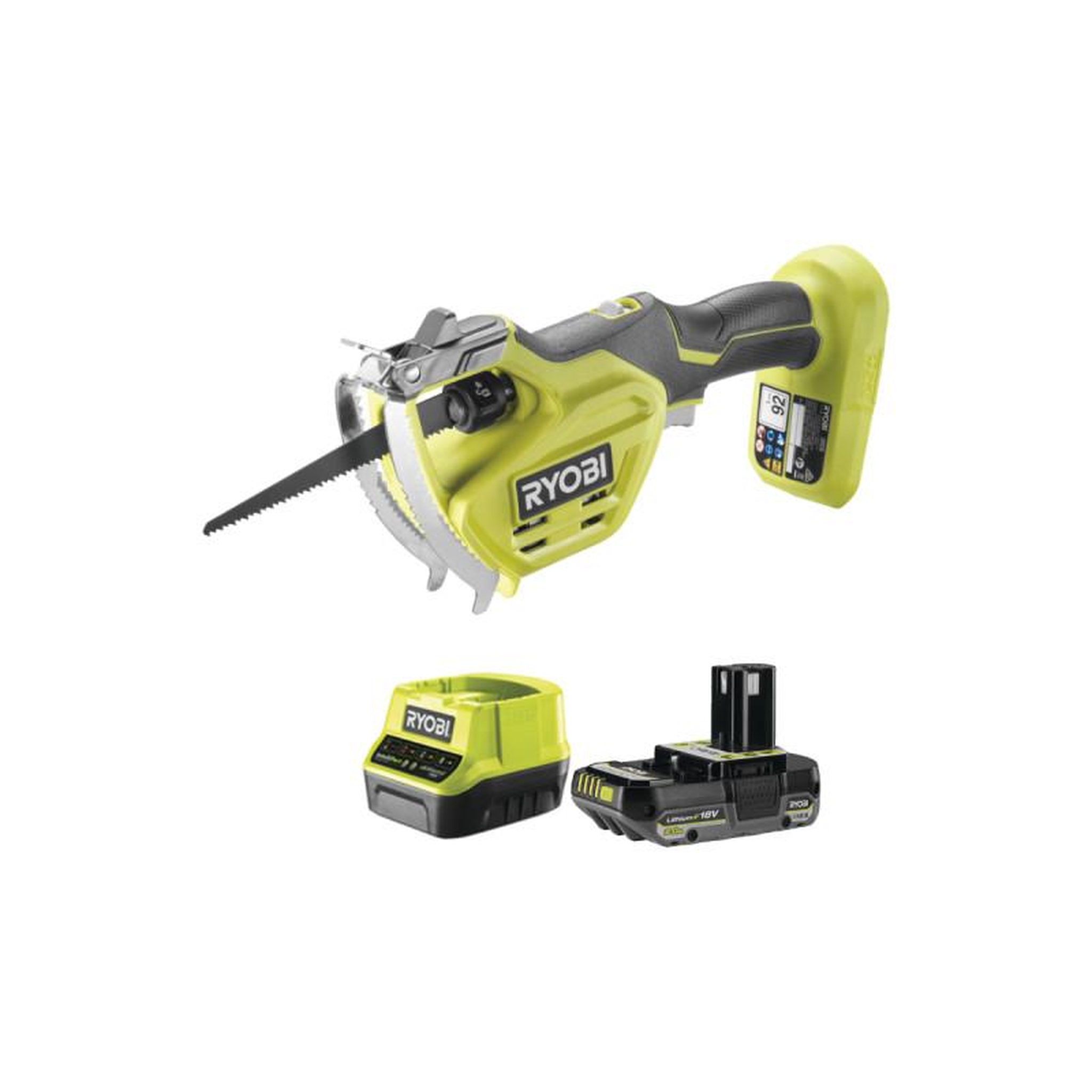 Ryobi Pack ryobi elagueur à main ry18psa-0 - 18v one+ - 1 batterie 2.0ah - 1 chargeur rapide