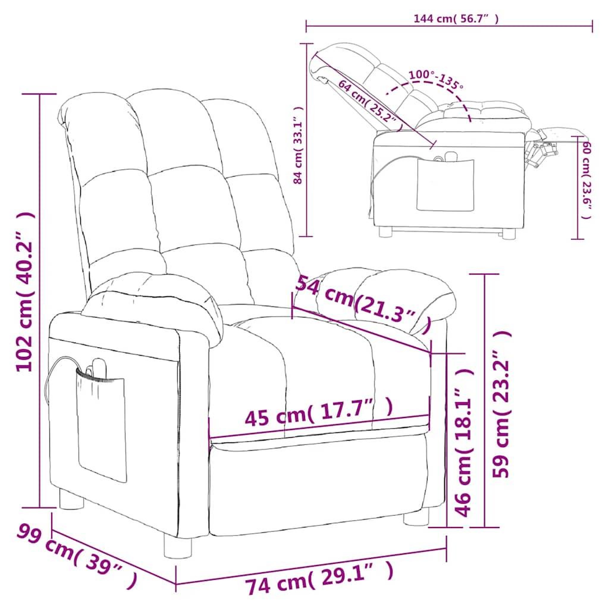 Voir la diapositive 6 : VIDAXL Fauteuil electrique de massage Gris fonce Tissu