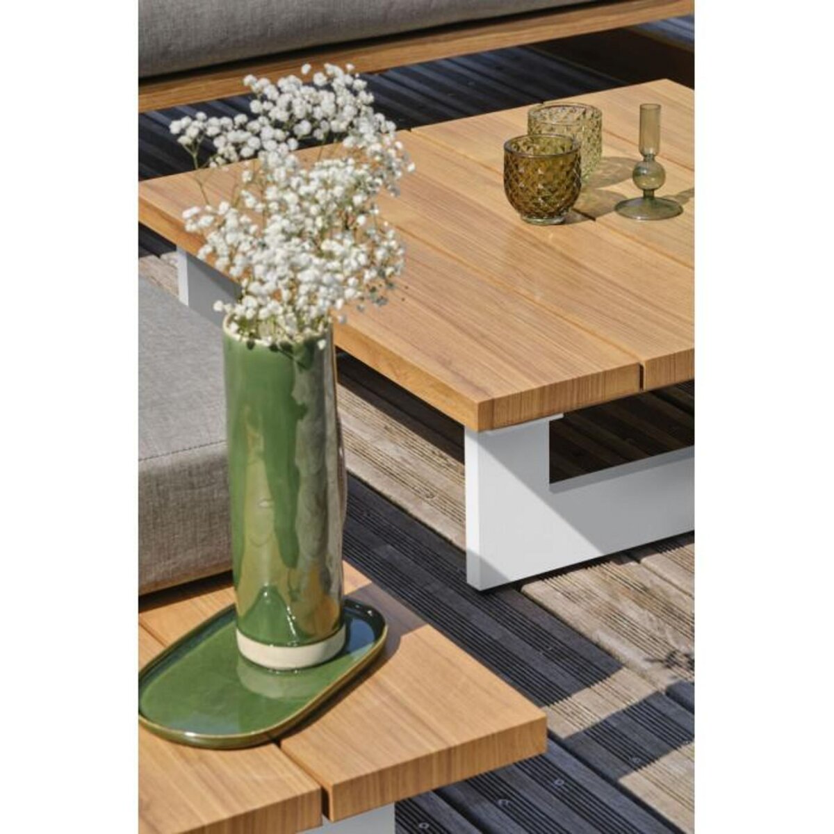 Paris Prix Salon de Jardin d'Angle 5 Places  Lavezzi  175cm Blanc