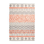 Paris Prix Tapis Effet 3D à Poils Courts  Ethnie  Gris & Orange. Coloris disponibles : Gris