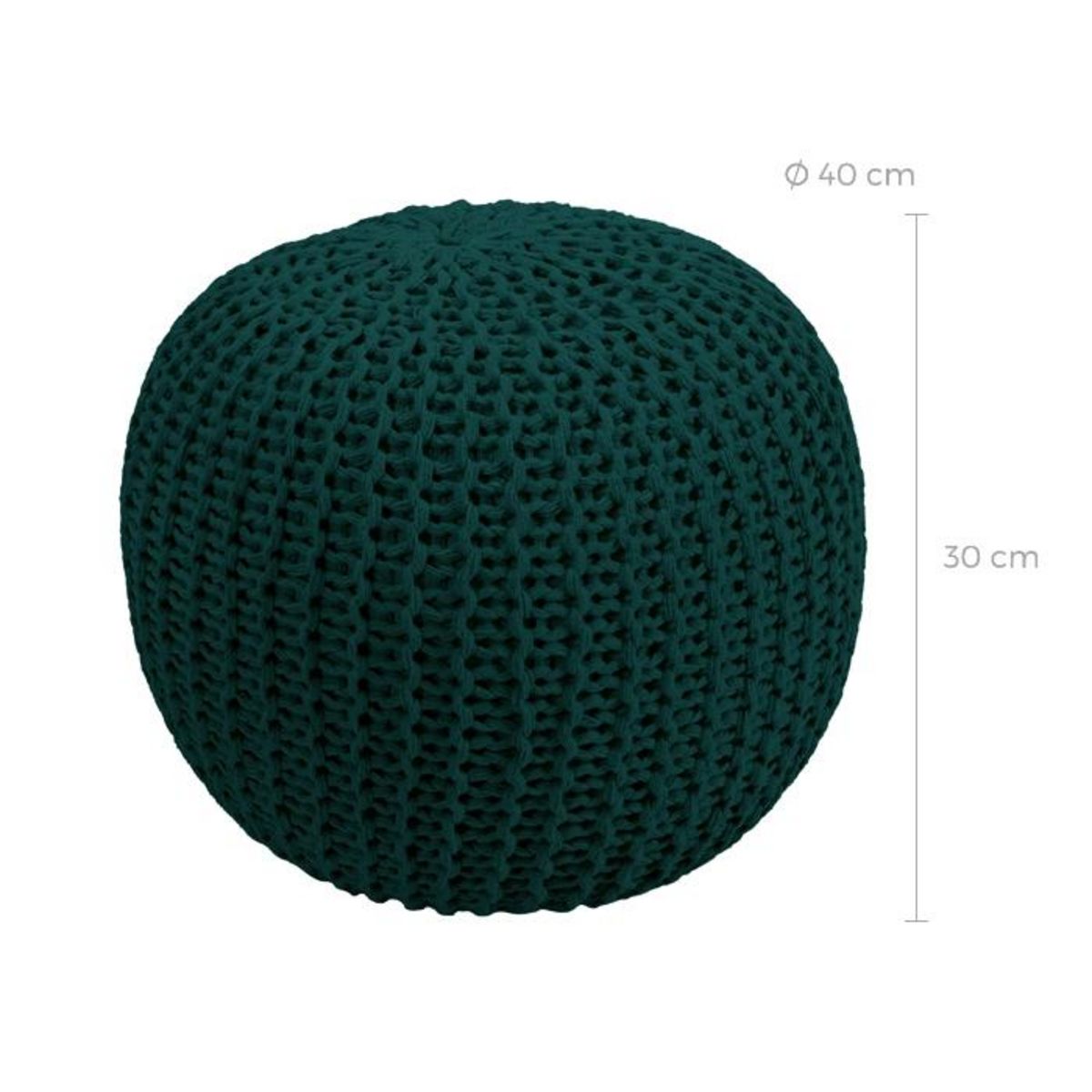 Rendez vous déco Pouf tricot rond en coton jaune moutarde D40 cm - Elisa