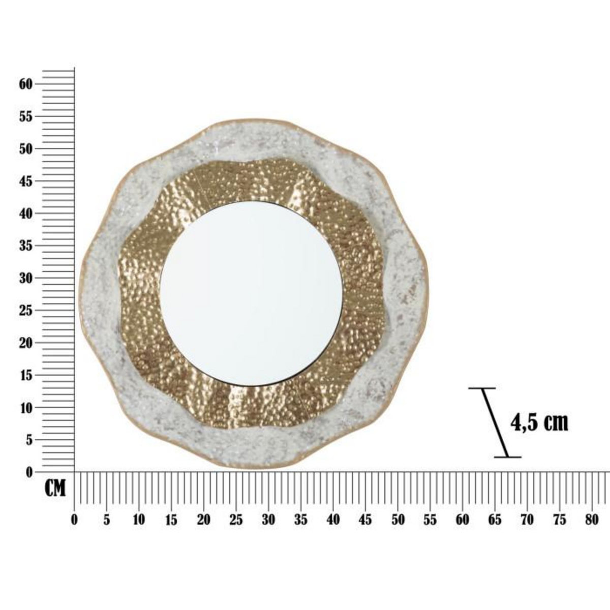 Paris Prix Miroir Mural Design  Shai  54cm Crème & Or