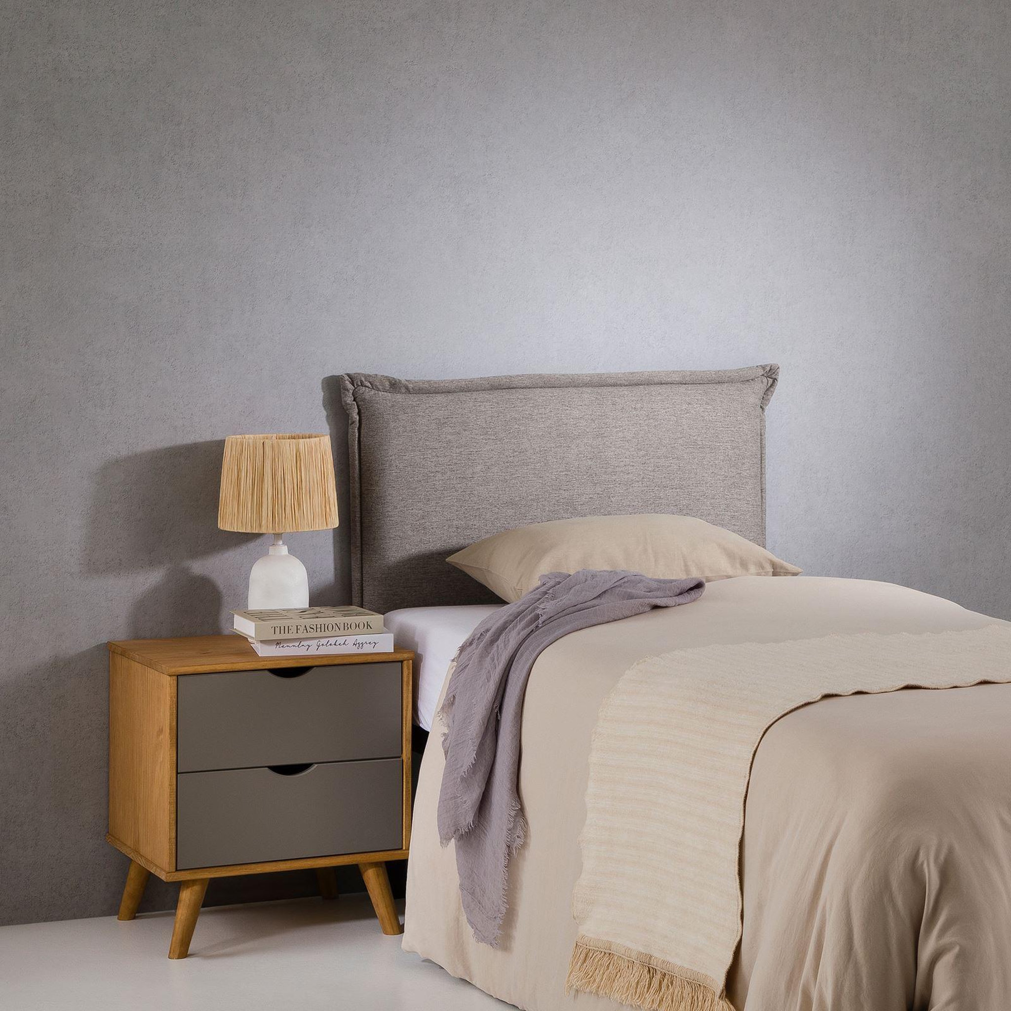 Voir la diapositive 2 : IDIMEX Tête de lit nerina 90 sur pieds, en tissu