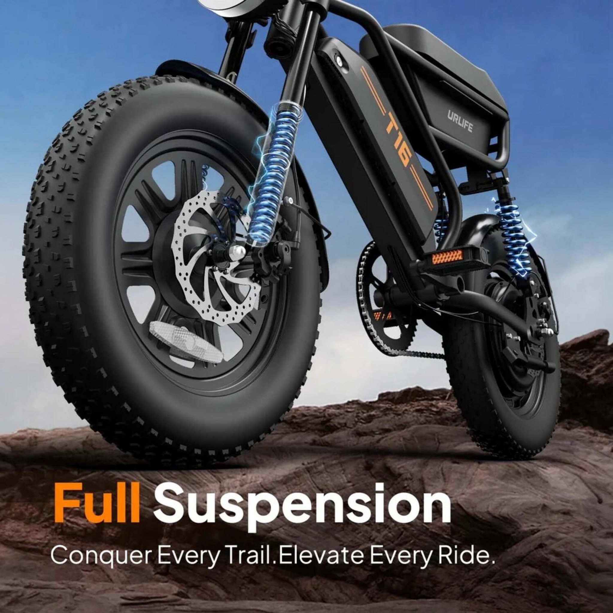 Voir la diapositive 5 : URLIFE Vélo électrique compact urlife t16, fatbike 16 pouces, coffre de rangement sur la selle