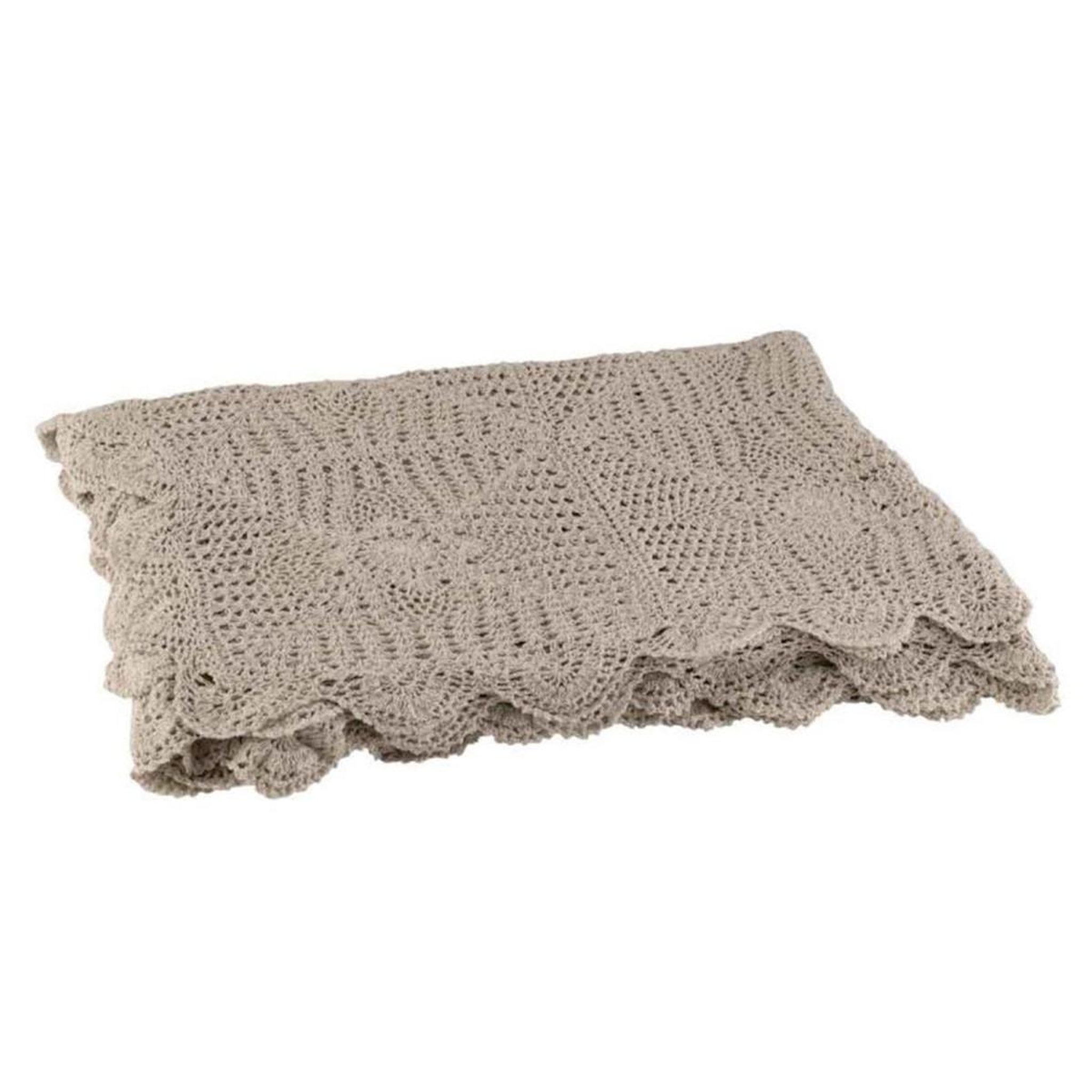 Voir la diapositive 1 : J-LINE Nappe déco en coton  dentelle  130x180cm taupe