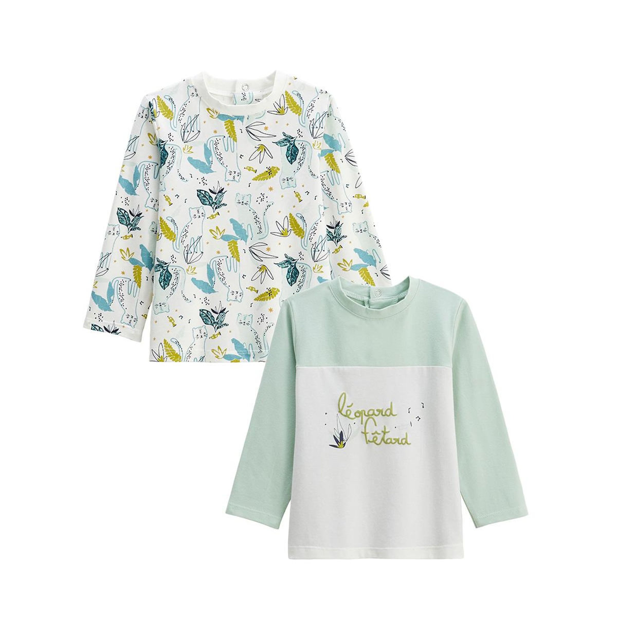 Petit Béguin Lot de 2 t-shirts enfant manches longues Oscar