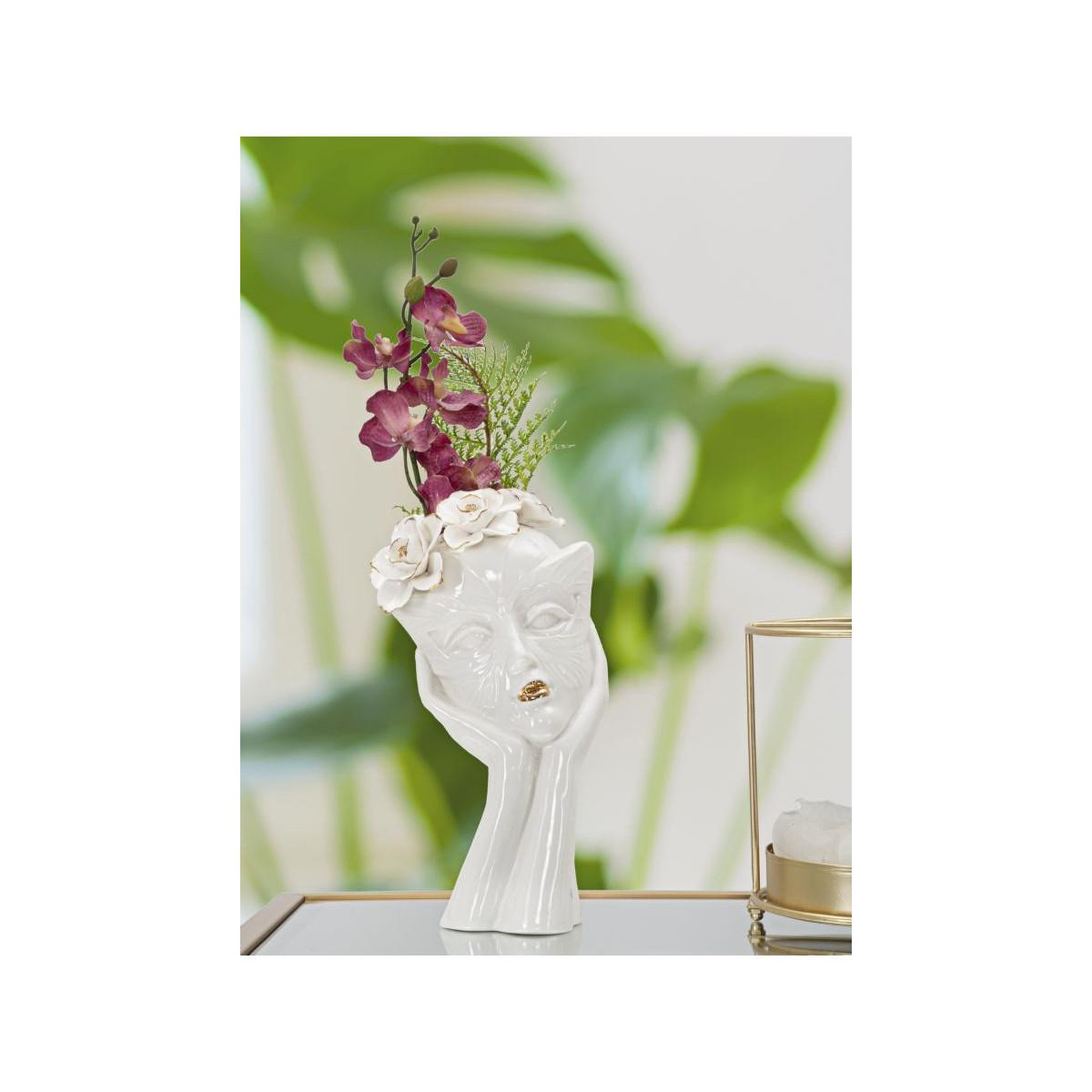 Voir la diapositive 5 : Paris Prix Vase déco en porcelaine  woman mask  27cm blanc