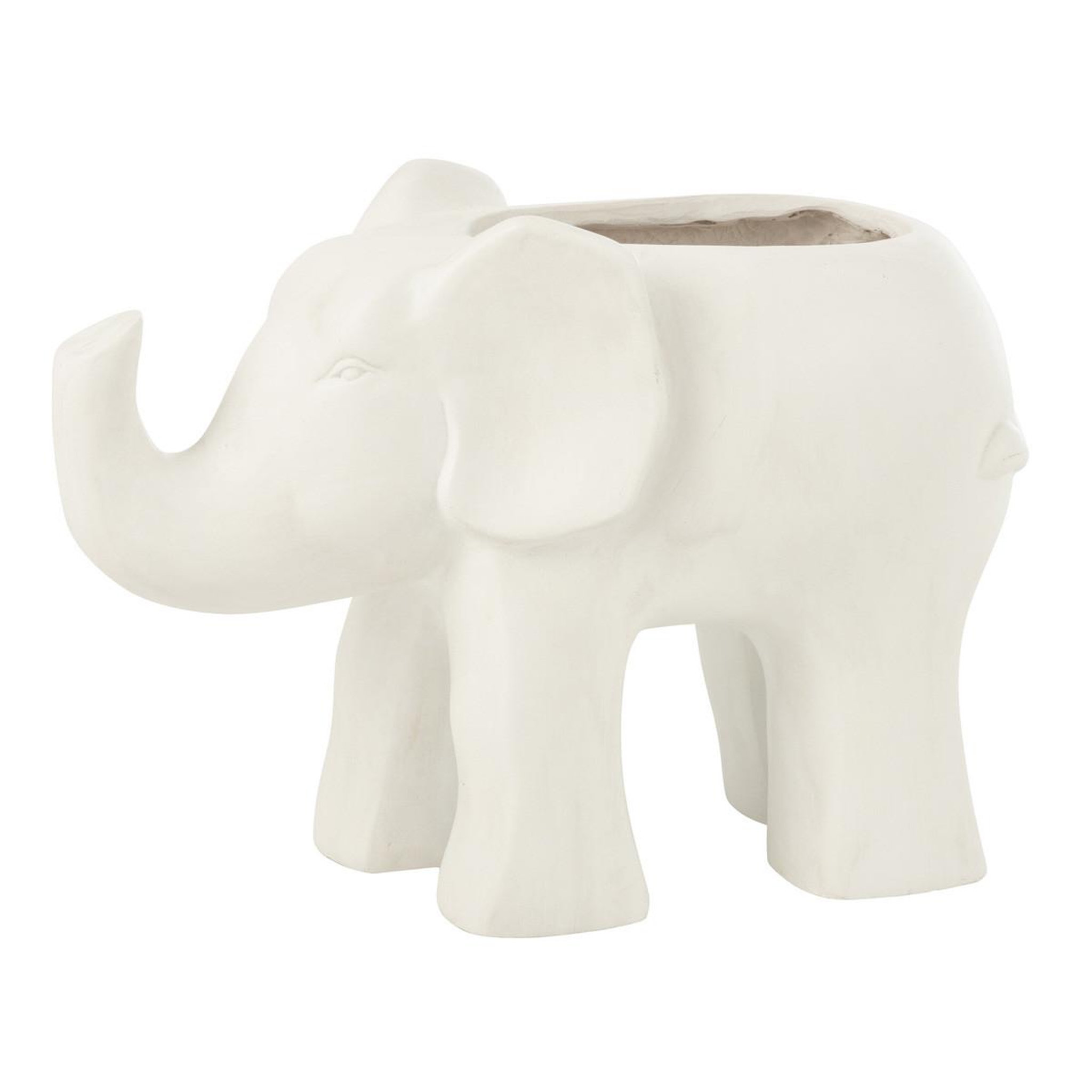 J-LINE Cache-pot en argile  éléphant  46cm blanc