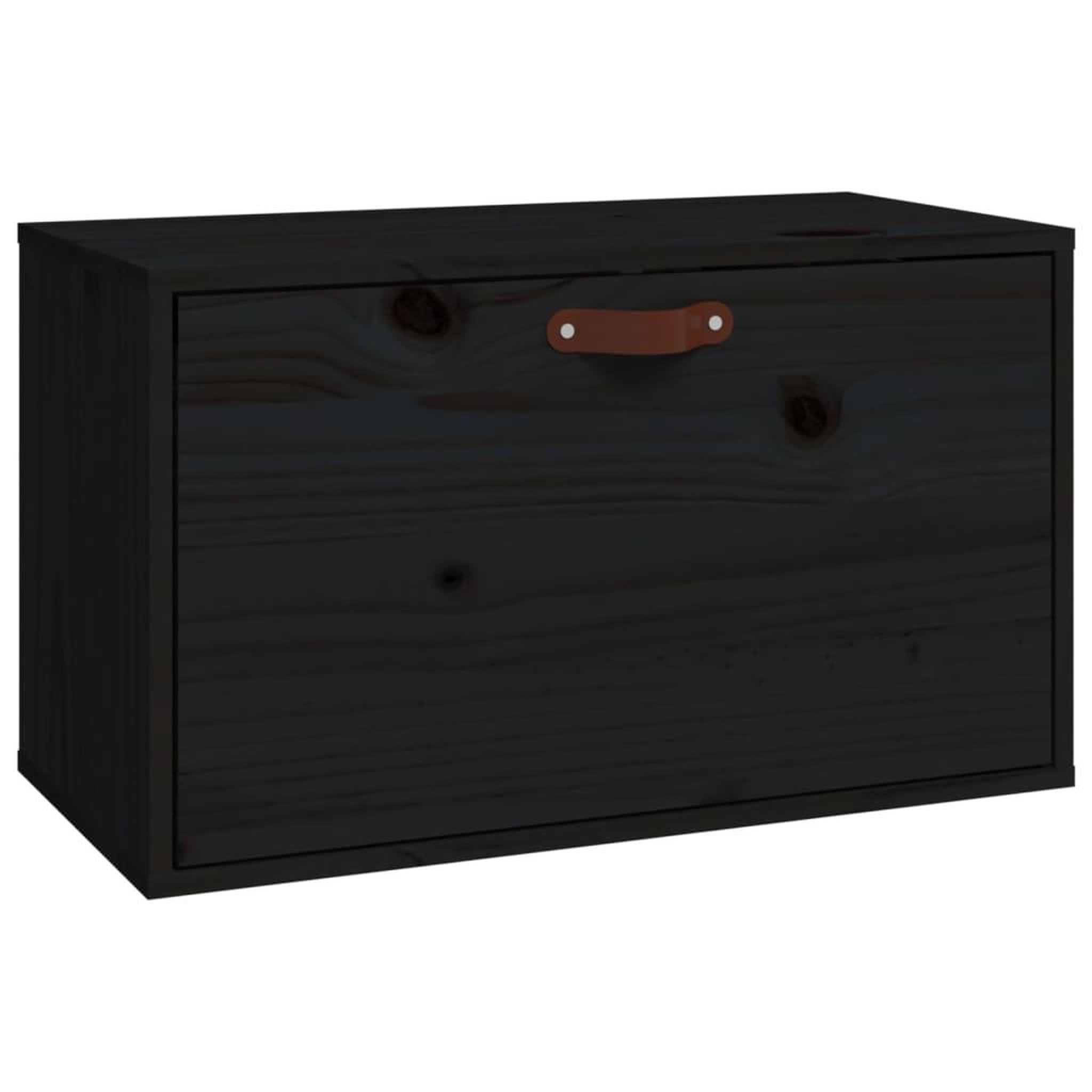 Voir la diapositive 2 : VIDAXL Armoire murale Noir 60x30x35 cm Bois de pin massif