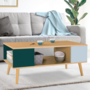 Voir la diapositive 2 : ID MARKET Table basse scandinave rectangulaire ALIZE bois, vert clair et vert foncé