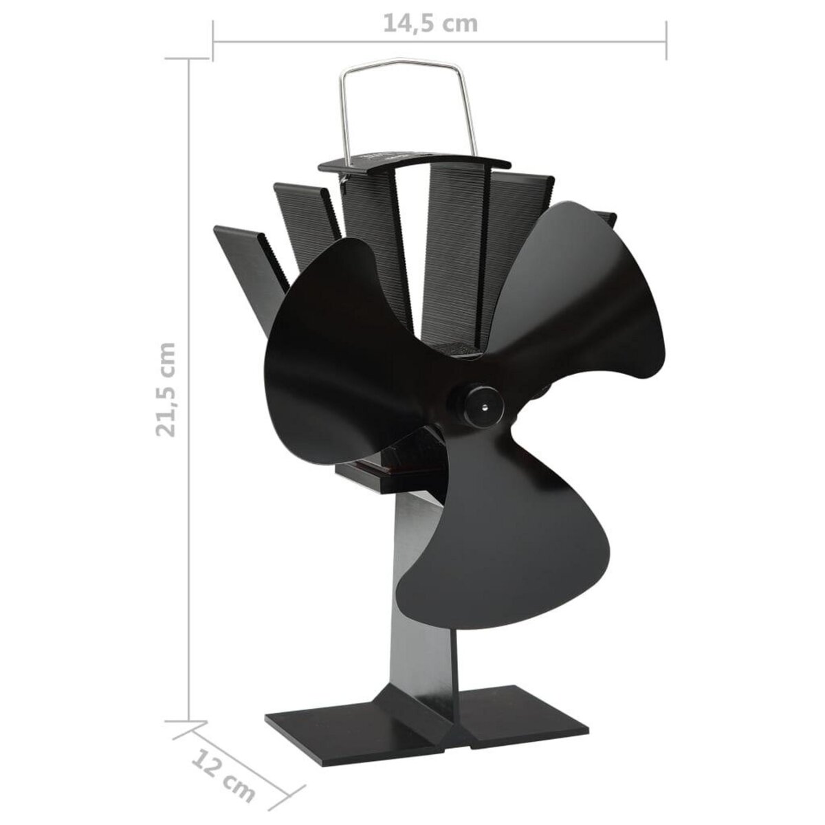 VIDAXL Ventilateur de poele alimente par chaleur 3 pales Noir