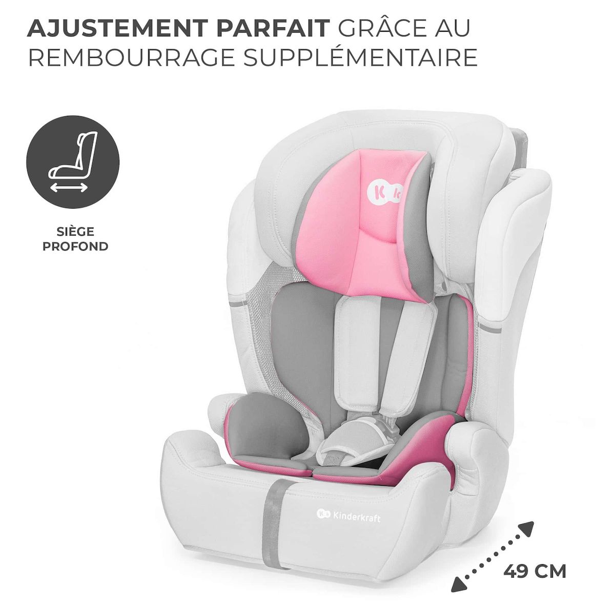 KINDERKRAFT Siège auto évolutif enfant avec harnais de sécurité intégré
