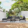 Voir la diapositive 5 : OUTSUNNY Ensemble salon de jardin 5 places 4 pièces coussins anthracite métal époxy noir résine tressée 2 fils gris