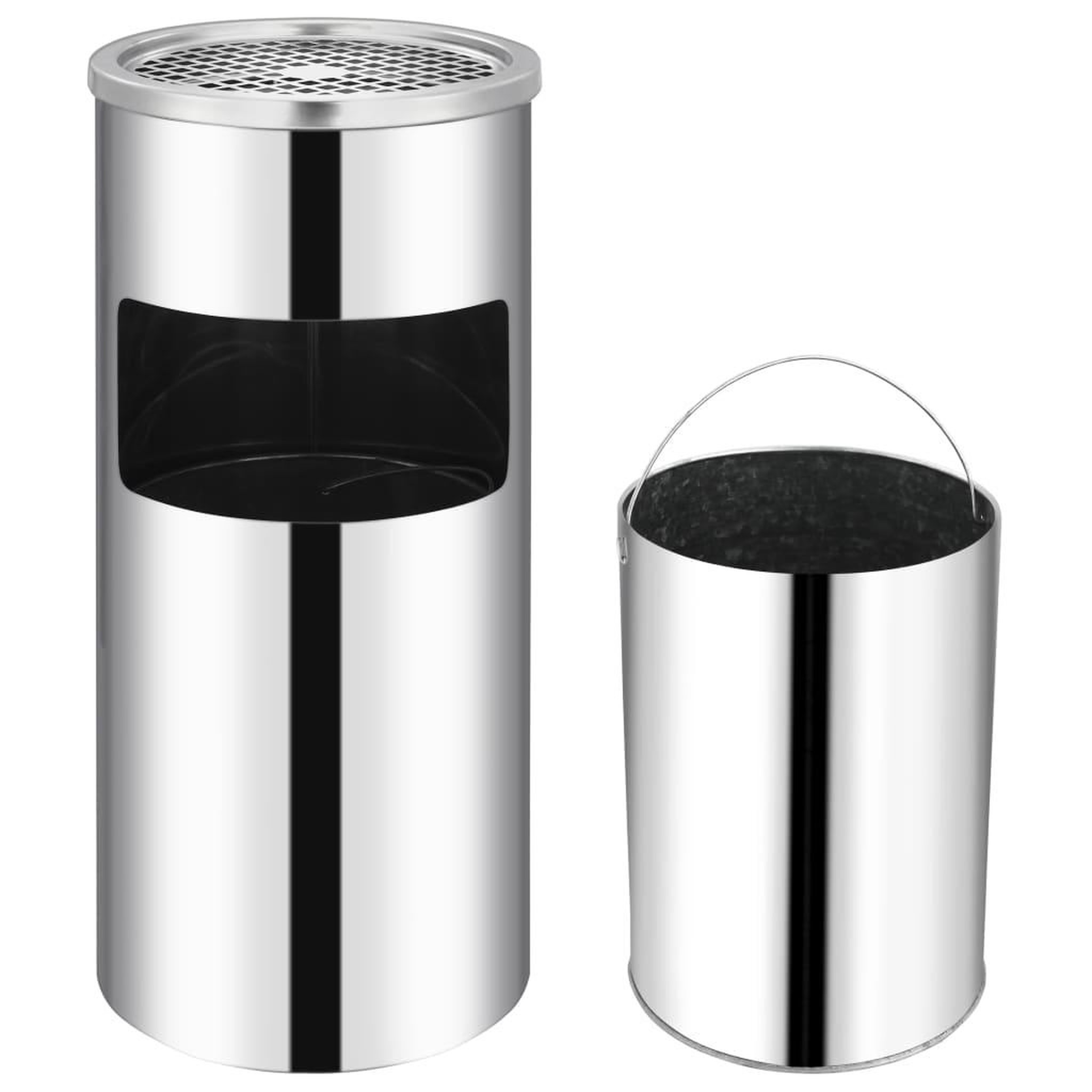 Voir la diapositive 3 : VIDAXL Poubelle a cendrier murale Acier inoxydable 26 L