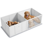 PAWHUT Parc de mise bas pour chien - caisse de mise bas pour chien - hauteur porte réglable - 166 x 80 x 50 cm, blanc