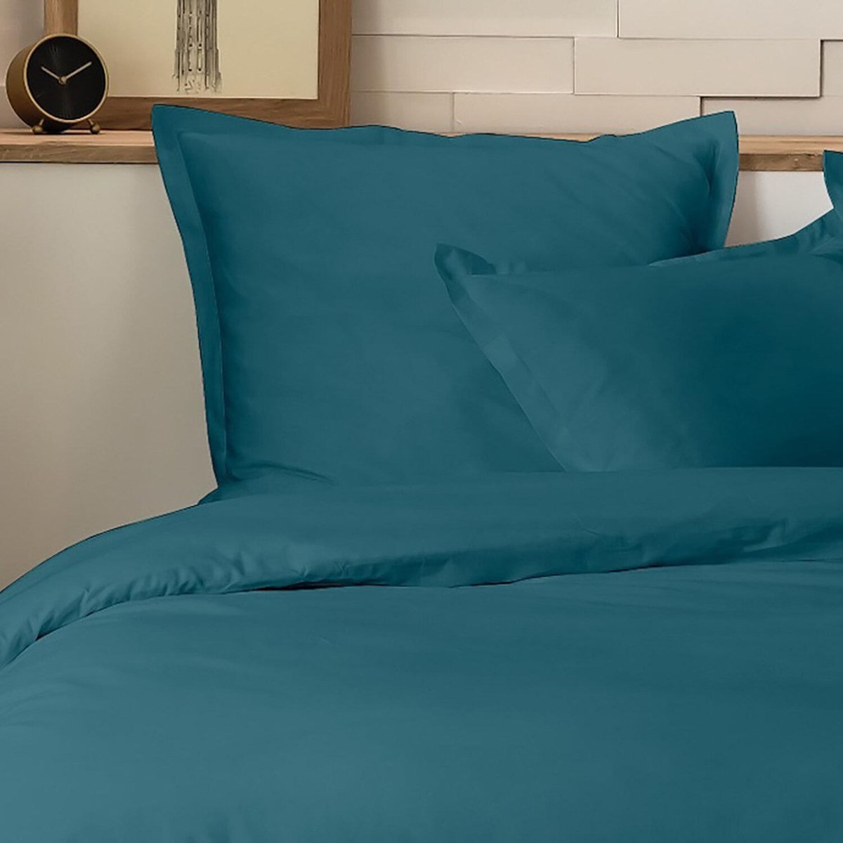 Home collection Parure de couette 100%percale de coton 80 fils/cm2-uni lin