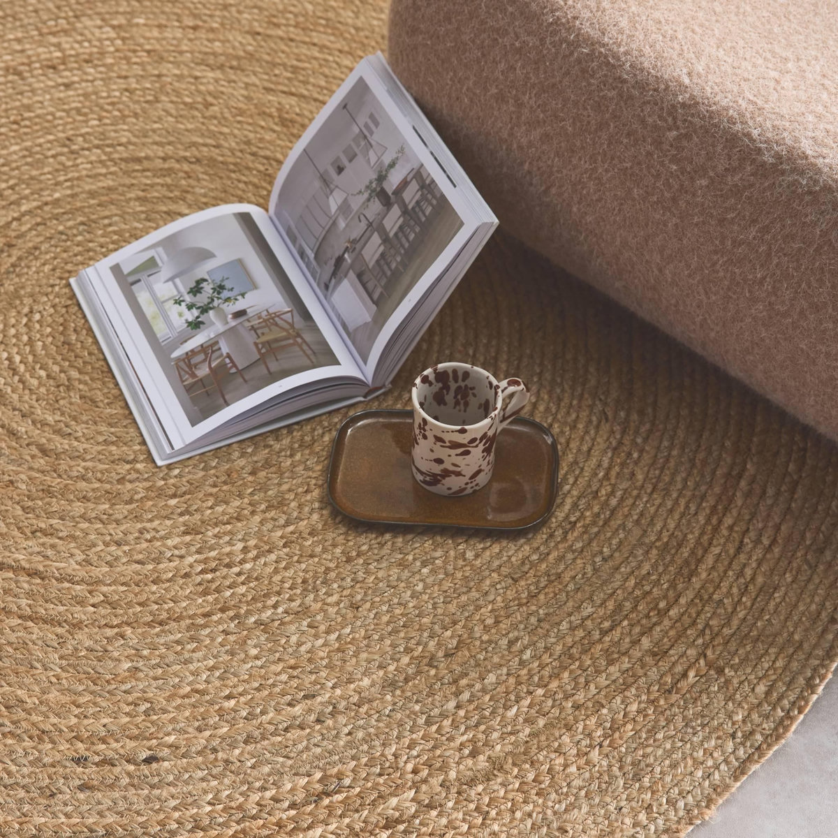 SWEEEK Tapis intérieur PADMA rond jute, naturel, différentes tailles, tissé plat