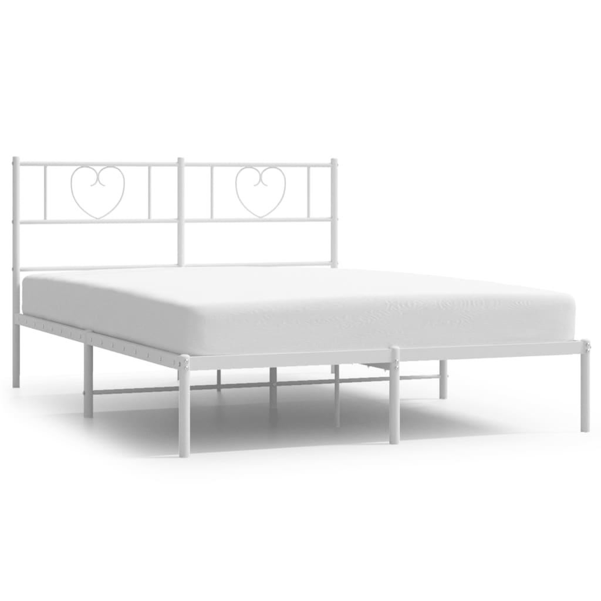 Voir la diapositive 2 : VIDAXL Cadre de lit metal sans matelas et tete de lit blanc 140x200 cm