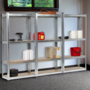 Voir la diapositive 2 : ID MARKET Lot de 3 étagères modulables charges lourdes 12 plateaux H. 150 CM